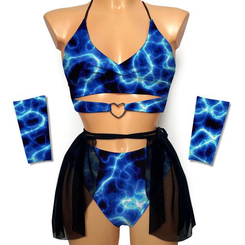 blue rave outfit full set