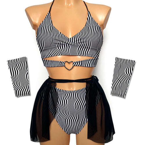 black and white rave outfit